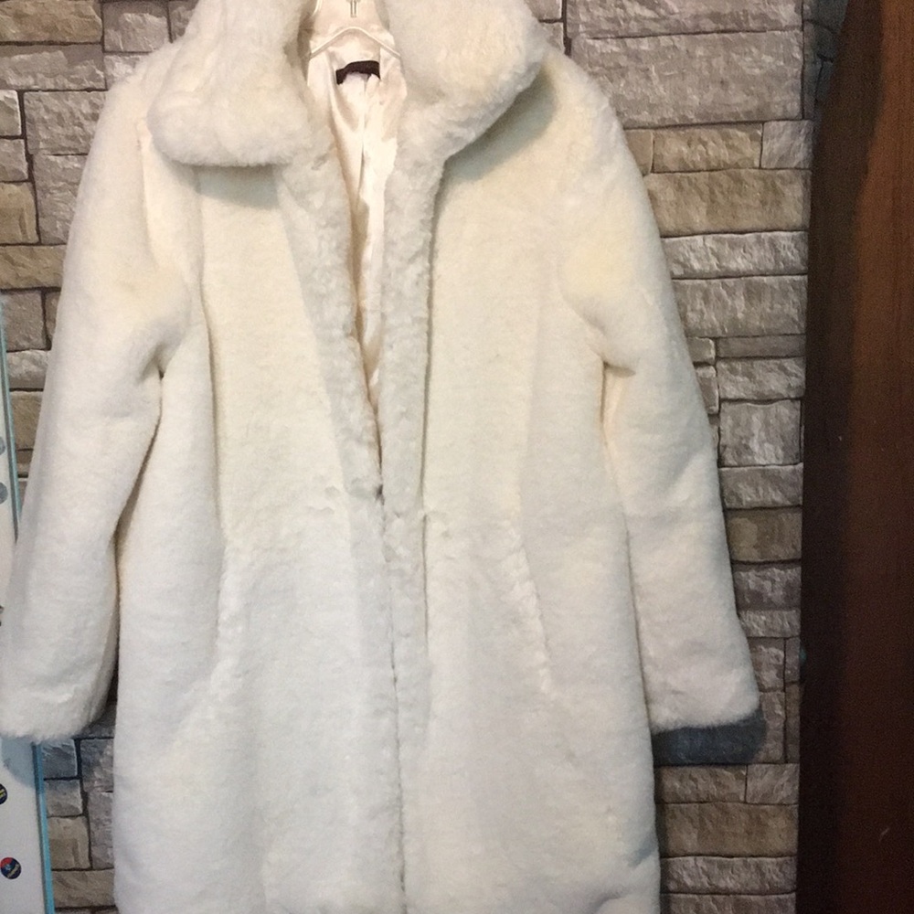 Faux Fur White Coat